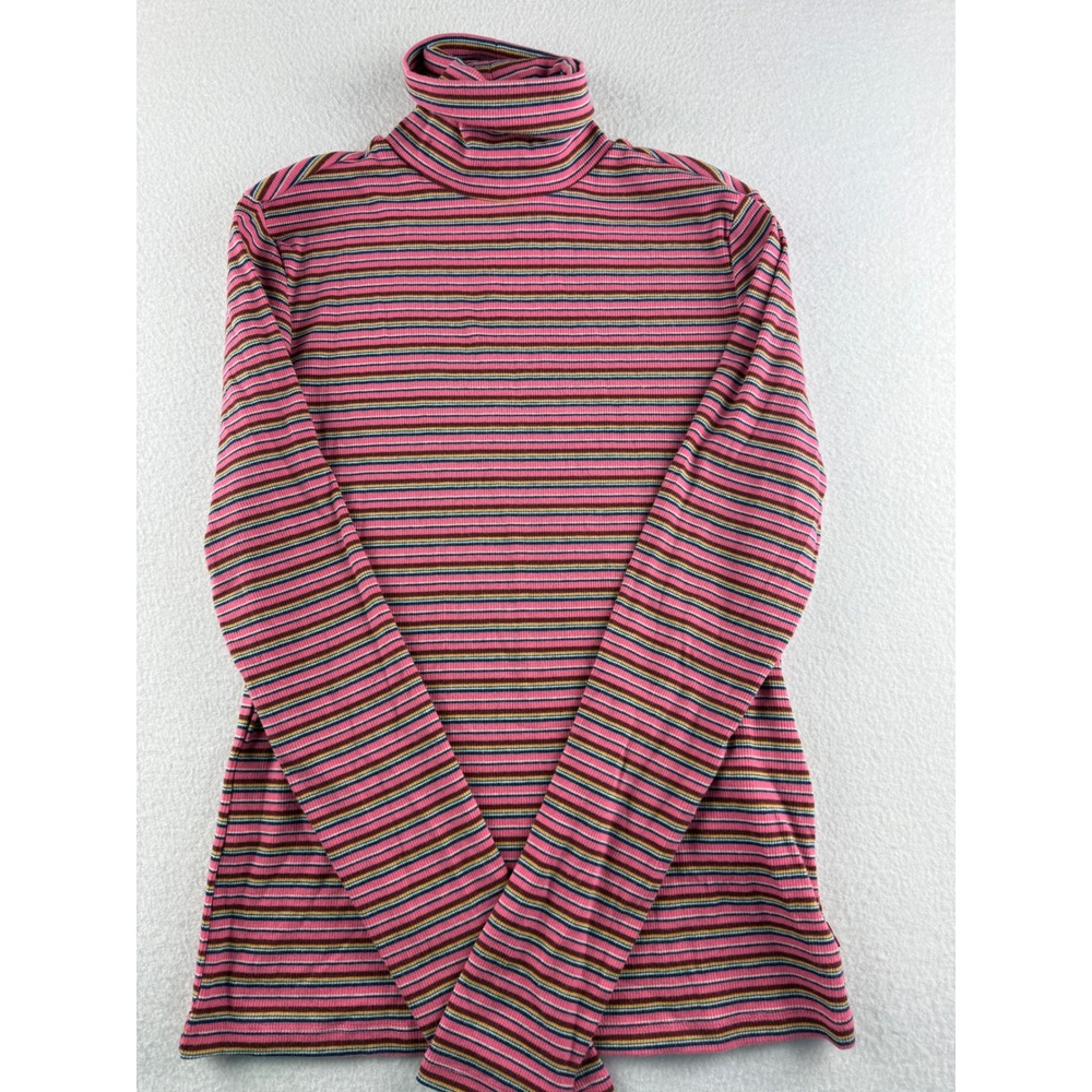 Levis‎ Everyday Turtleneck Slim Fit Pink Striped Ribbed Knit Top NWT Medium